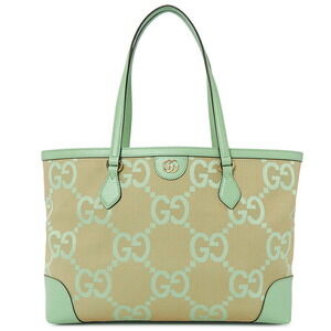 Gucci Ophidia tote bag beige jumbo GG canvas green leather